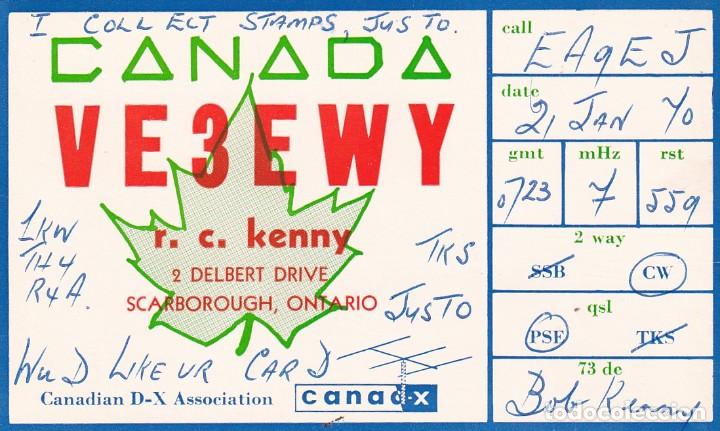 Postales: Postal radio aficionado Canada a Africa.