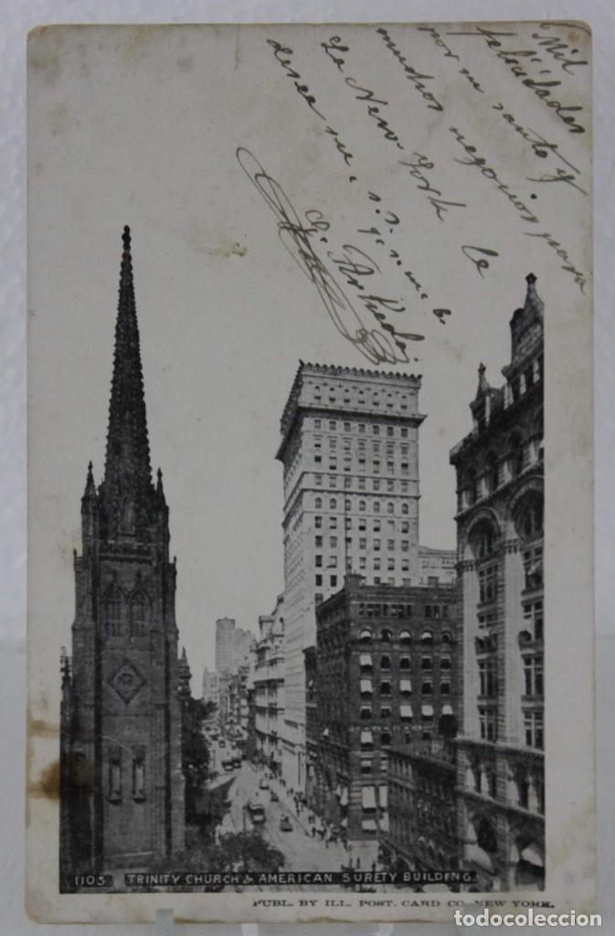 Postales: Trinity Church & American Surety Building. Publ. By Ill. Post. Card Co New York. Circulada 1903 - Foto 1 - 290189238