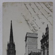 Postales: TRINITY CHURCH & AMERICAN SURETY BUILDING. PUBL. BY ILL. POST. CARD CO NEW YORK. CIRCULADA 1903