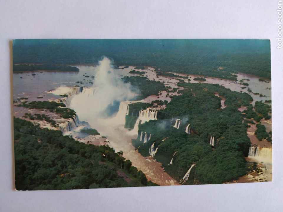 Postales: Argentina - 1970 - Misiones - Cataratas de Iguaz&uacute;, vista a&eacute;rea - 18x10cm - Circulada