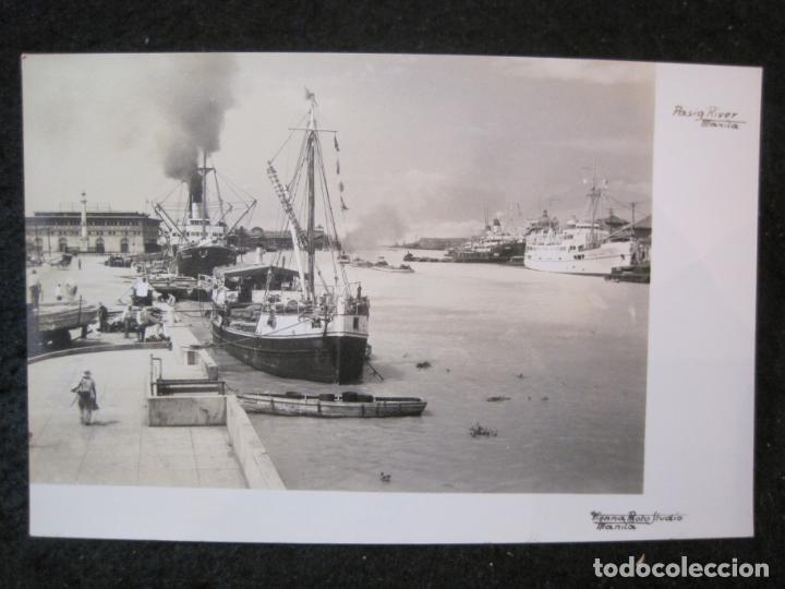 Postkarten: MANILA-PASIG RIVER-BARCOS-FOTOGRAFICA-POSTAL ANTIGUA-(89.485)