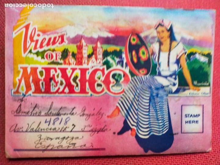 Postkarten: M&eacute;xico. Desplegable con 8 tarjetas y 16 vistas. Circulado 1951