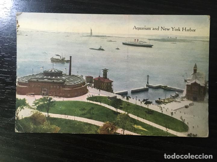 Cartoline: Nueva York - New York City - Postal Aquarium and New York Harbor Estatua Libertad Statue Liberty