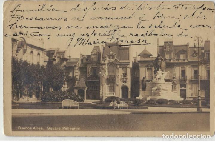 Postales: Buenos Aires. Square Pellegrini. / Postal circulada y sellada 1916