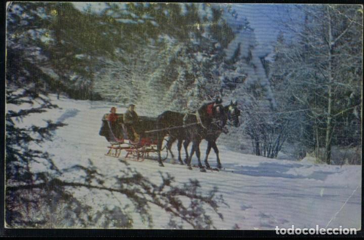 Postales: Sleigh Ride Quebec Canada. Trineo tirado por caballos. / Circulada A&ntilde;os 50