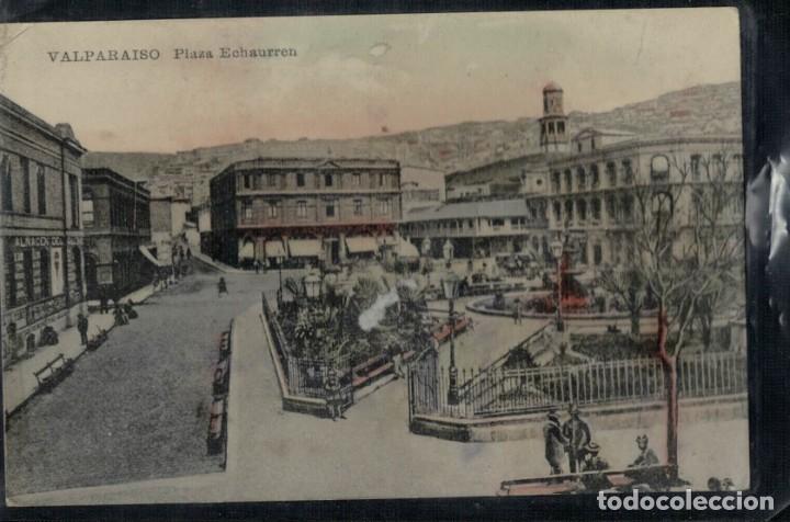 Cartoline: Valpara&iacute;so Plaza Echaurren Chile. / Postal circulada 1913