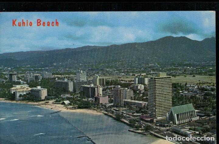 Postais: Kuhio Beach at Waikiki Hawaii St. Augustine Church and Foster Towers Estados Unidos. Circulada 1970