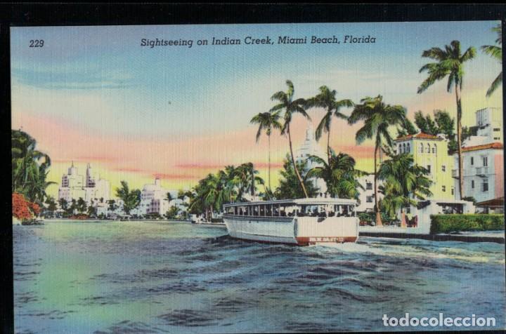 Postais: Sightseeing on Indian Creek Miami Beach Florida Estados Unidos. / Sin circular A&ntilde;os 50