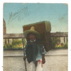 Postales: POSTAL REPUBLICA MEXICANA 1915 TIPOS MEXICANOS INDIO CON SU HUACAL CIRCULADA SALTILLO GOAH MEXICO. Lote 345671278