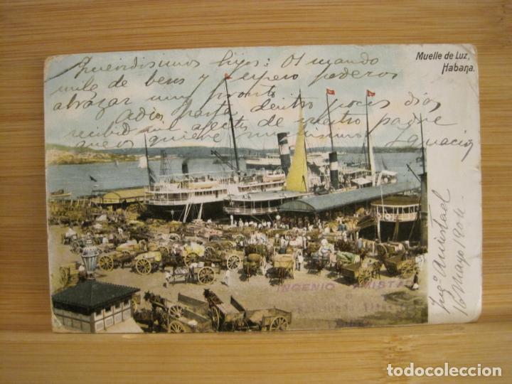 Postcards: CUBA-LA HABANA-MUELLE DE LUZ-REVERSO SIN DIVIDIR-POSTAL ANTIGUA-(96.020)