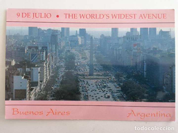 Cartoline: POSTAL BUENOS AIRES, ARGENTINA, THE WORLD'S WIDEST AVENUE, ESCRITA 1983