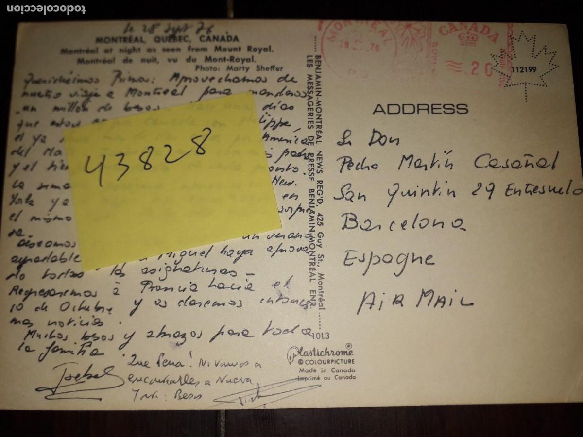 Postales: N&ordm; 43828 POSTAL MONTREAL CANADA - Foto 2