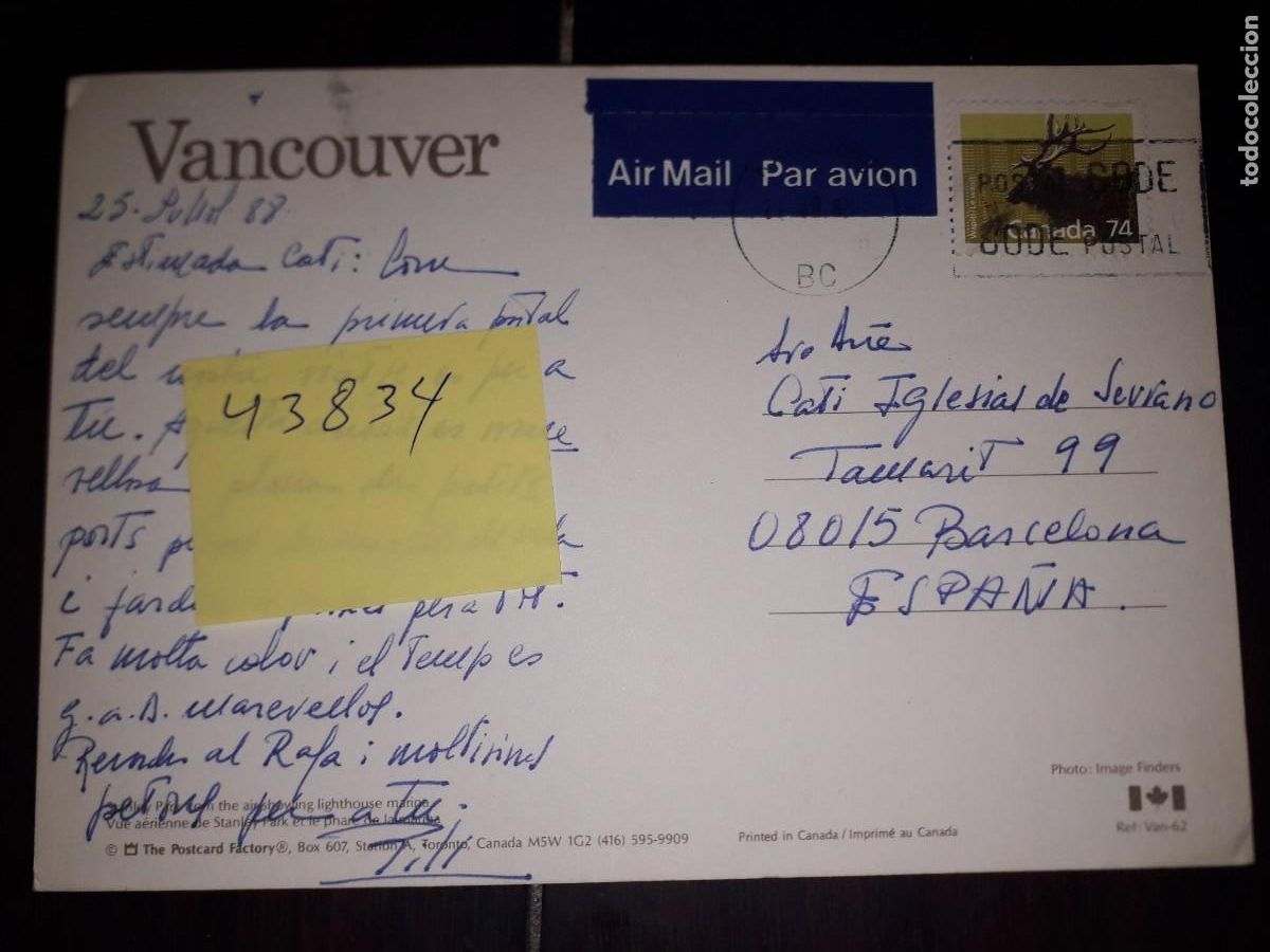 Postales: N&ordm; 43834 POSTAL VANCOUVER CANADA - Foto 2