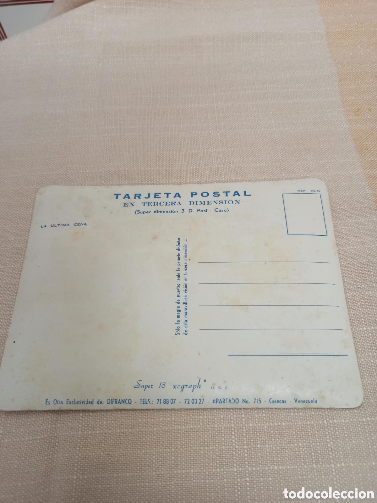 Postales: Antigua postal en tercera dimensi&oacute;n.La &uacute;ltima cena. - Foto 3
