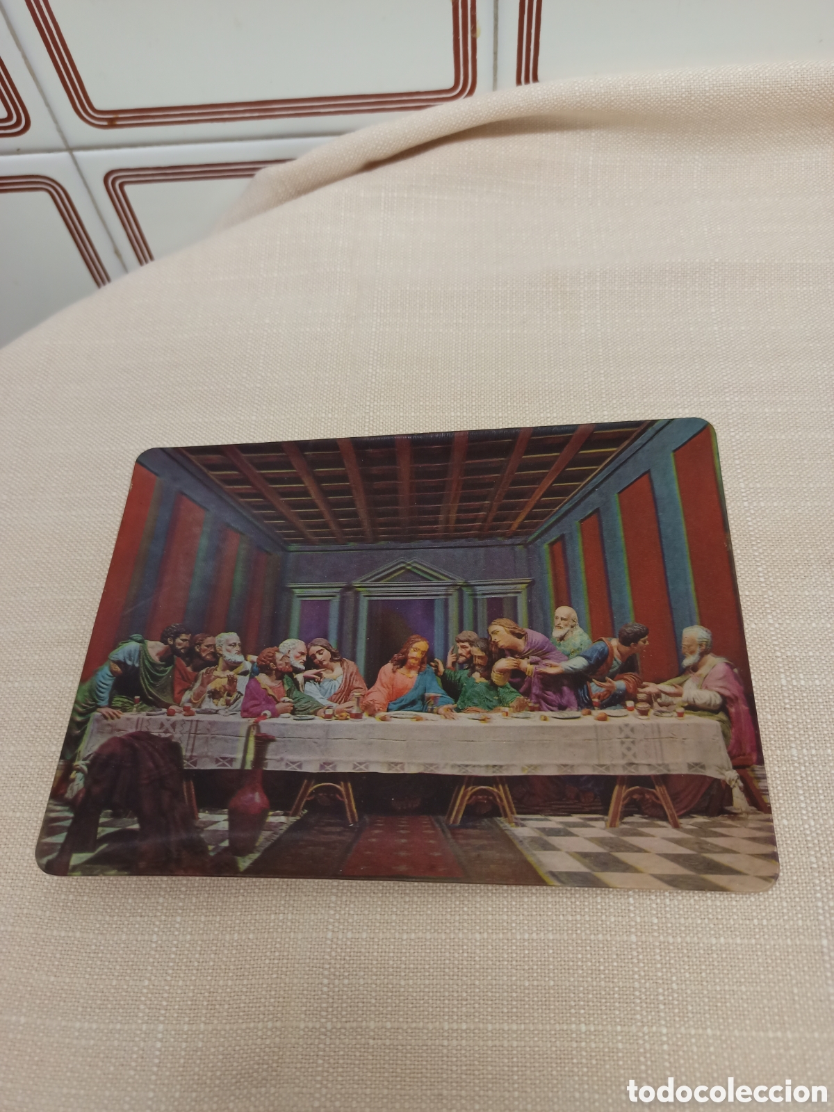 Postales: Antigua postal en tercera dimensi&oacute;n.La &uacute;ltima cena. - Foto 1