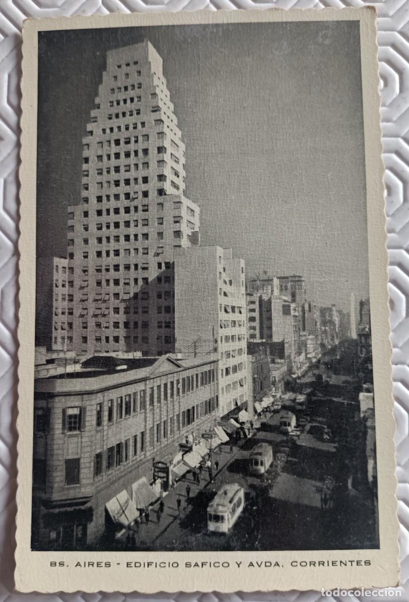 Postales: Postal antigua de Buenos Aires - Edificio Safico y Avenida Corrientes - Foto 1
