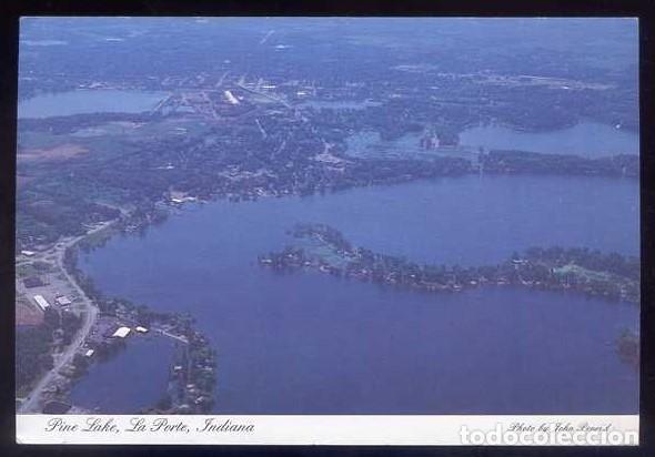 Postkarten: U.S.A. Indiana. La Porte. *Pine Lake* Circulada + Air Mail label.