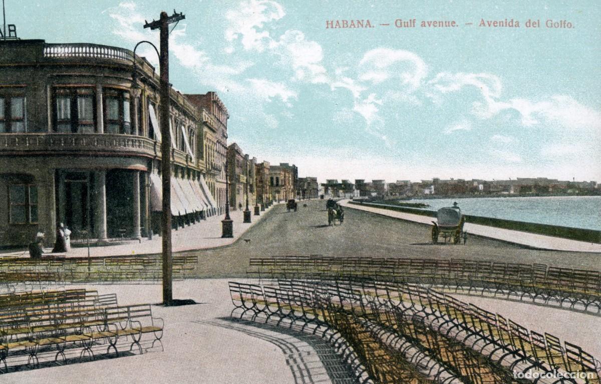 Postcards: CUBA ANTIGUA POSTAL - HABANA, GULF AVENUE - AVENIDA DEL GOLFO