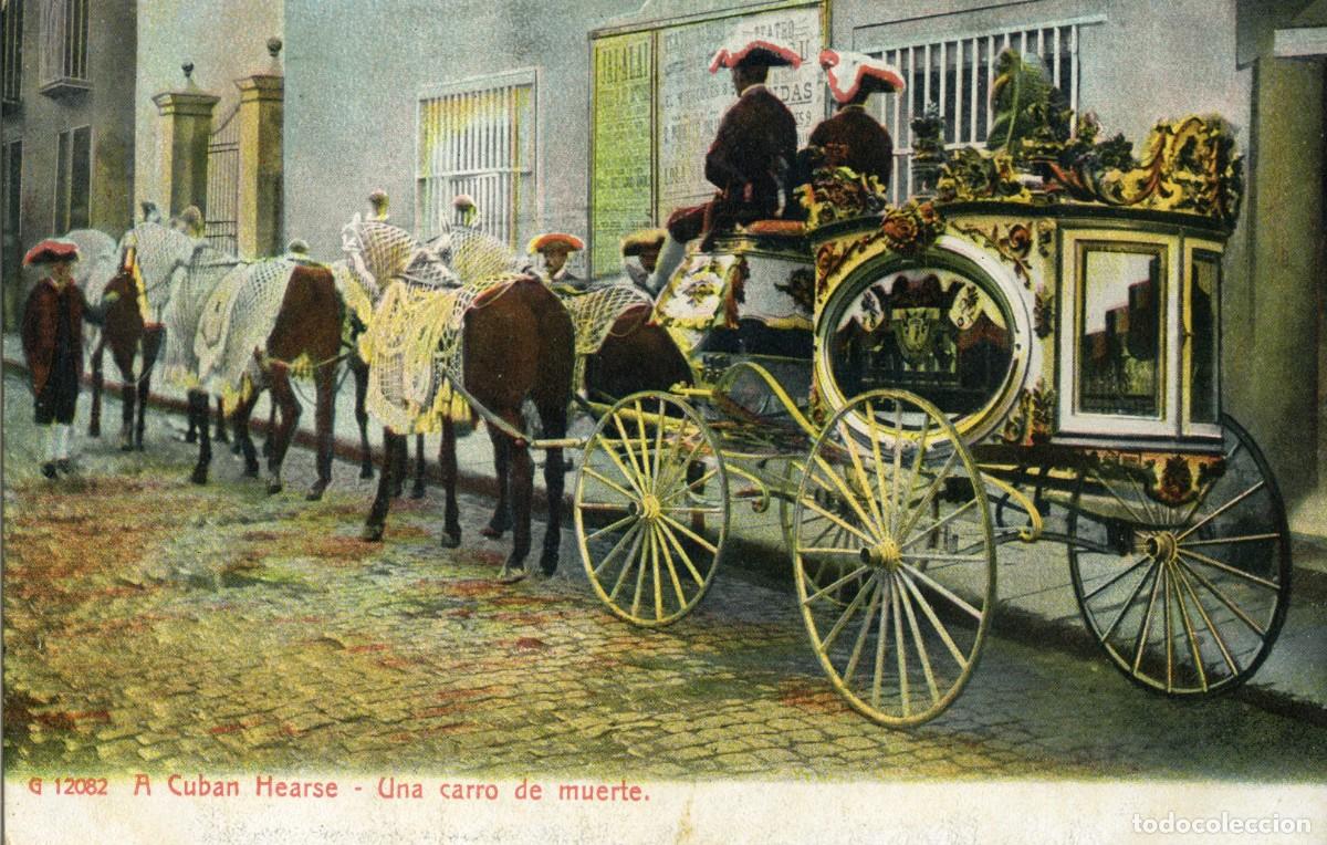 Postcards: CUBA ANTIGUA POSTAL - A CUBAN HEARSE - UNA CARRO DE MUERTE