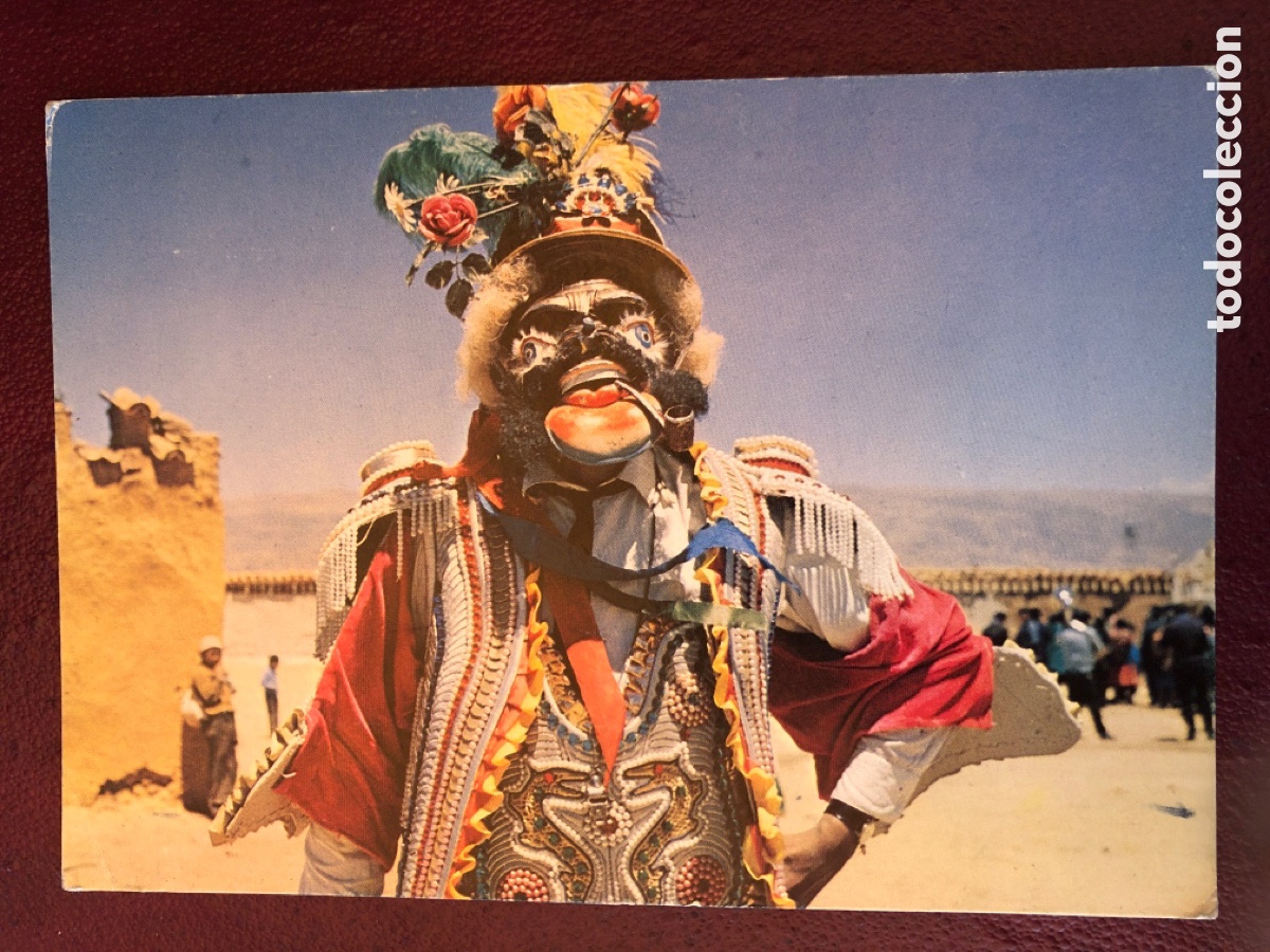 Cartoline: POSTAL CARNAVAL ORURO ( BOLIVIA) con CARICATURA EN LA TRASERA