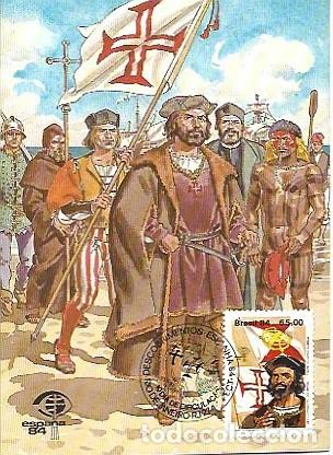 Cartoline: Brasil & Maxima, Descubrimientos, Espa&ntilde;a 84, Pedro Cabral en la Isla de coroa grande 1984 (8876)