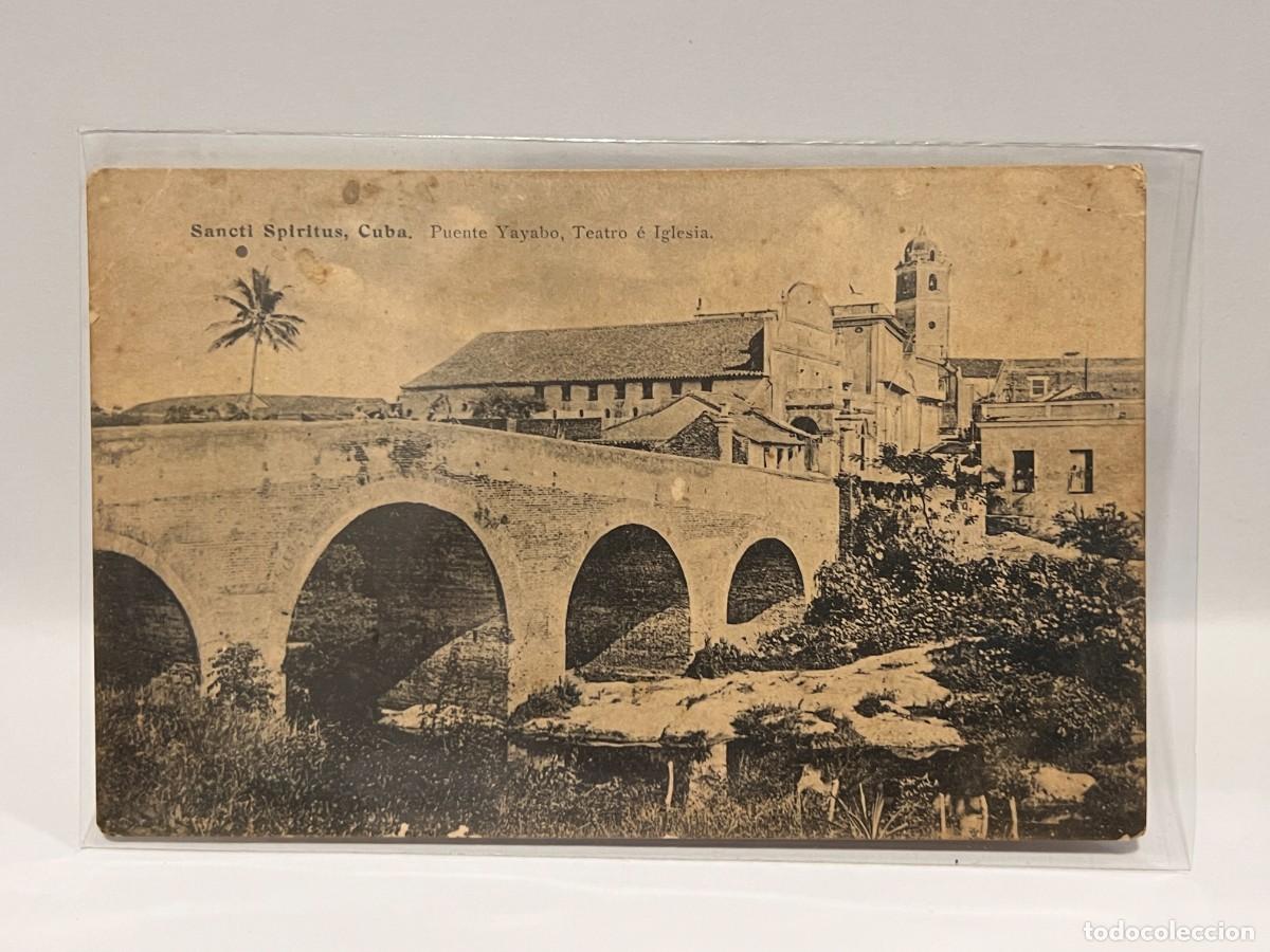 Cartes Postales: TARJETA POSTAL. CUBA. SANCTI SPIRITUS. PUENTE YAYABO, TEATRO E IGLESIA.