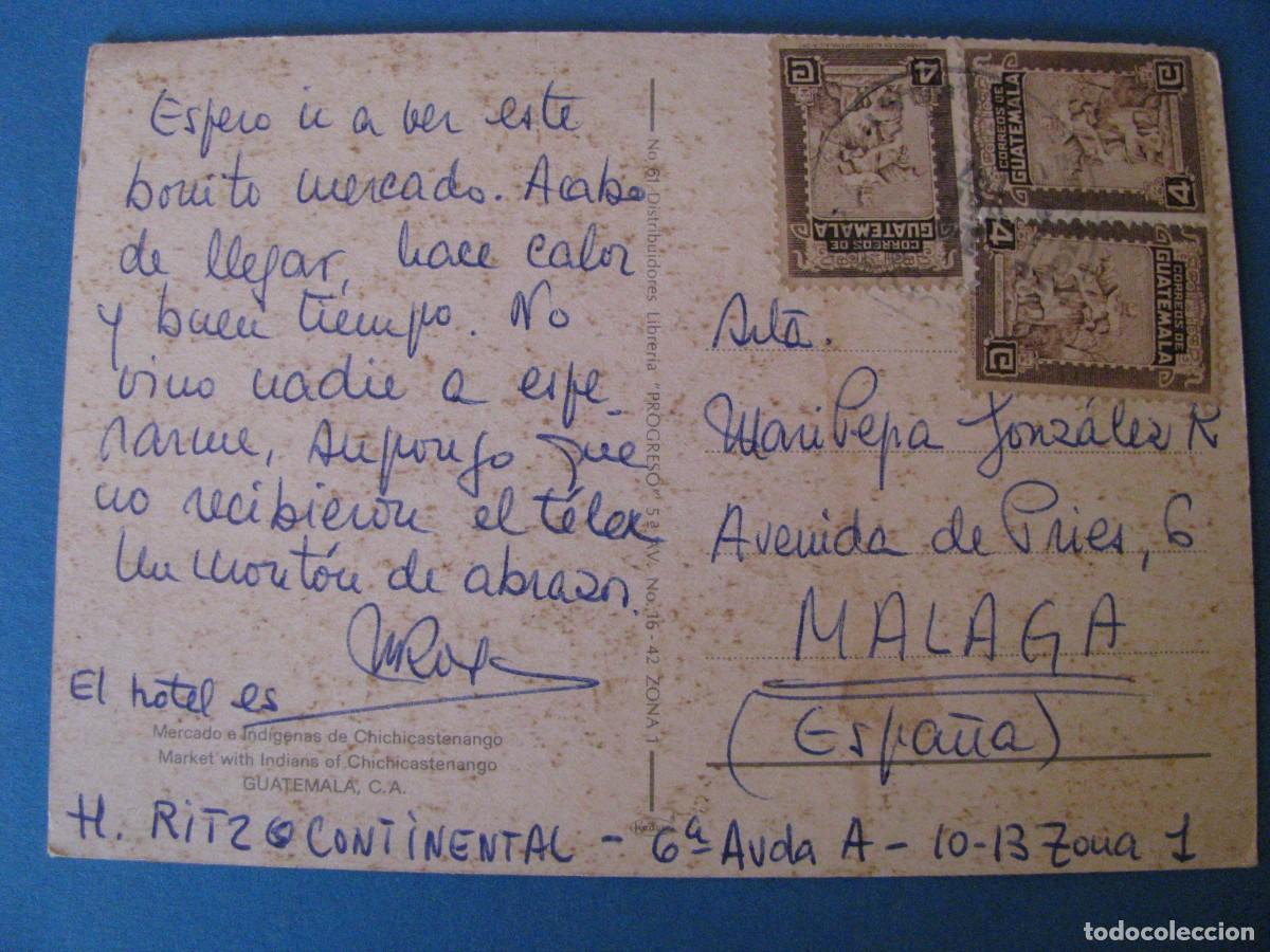 Postales: POSTAL DE GUATEMALA. MERCADO E INDIGENAS DE CHICHICASTENANGO. LIBRERIA PROGRESO. CIRCULADA. - Foto 2