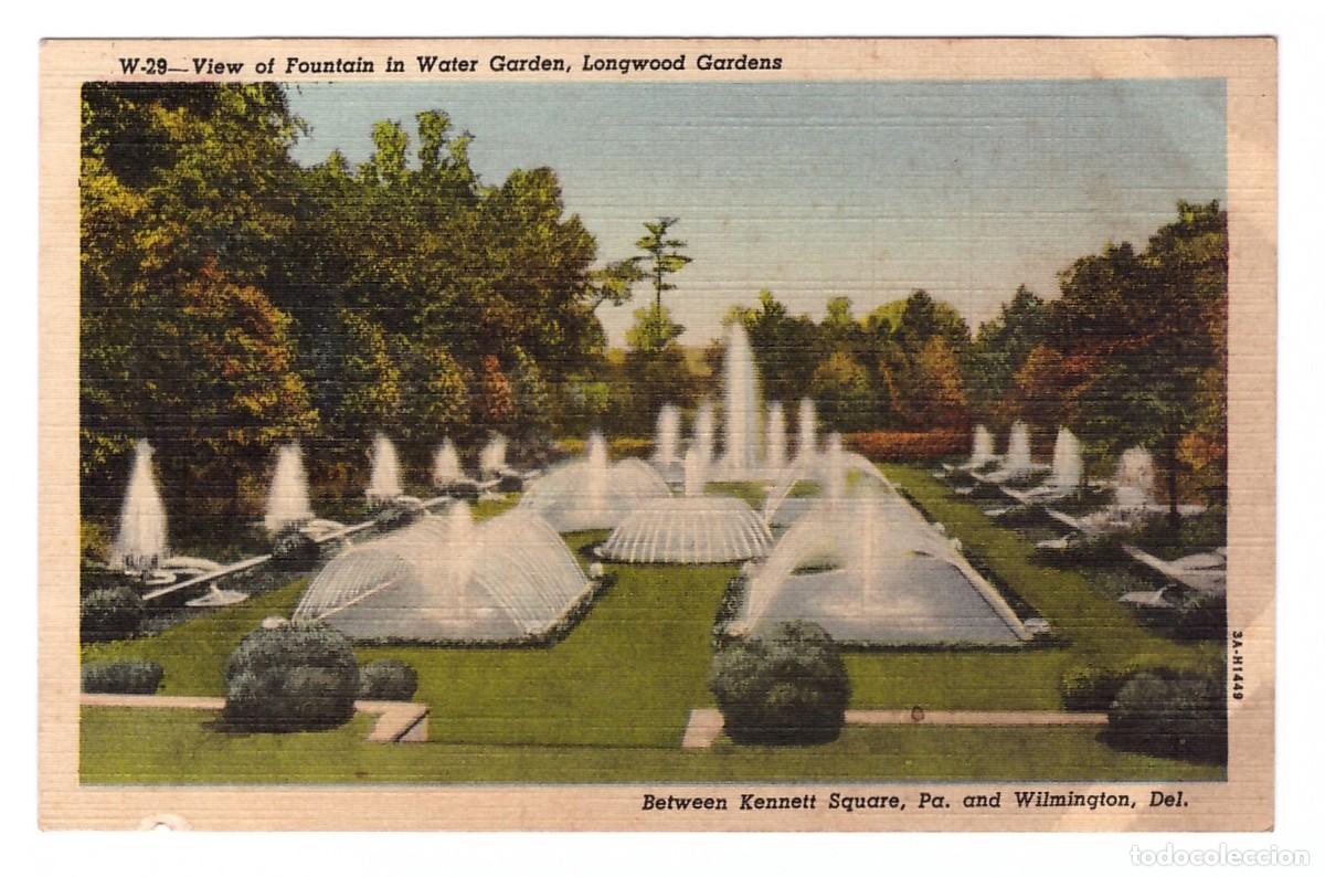 Postales: KENNETT SQUARE (ESTADOS UNIDOS) &bull; VIEW OF FOUNTAIN IN WATER GARDEN &bull; LONGWOOD GARDENS