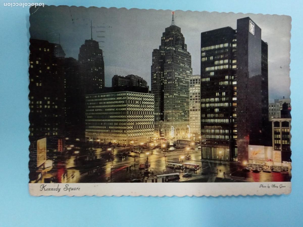 Cartes Postales: POSTAL DE DETRIT ( MICHIGAN , ESTADOS UNIDOS ): KENNEDY SQUARE . A&Ntilde;OS 60, SELLO KENNEDY