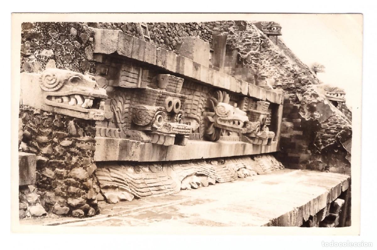 Postkarten: TEOTIHUACAN (M&Eacute;XICO) &bull; DETALLE DE LA PIR&Aacute;MIDE DE LA SERPIENTE EMPLUMADA