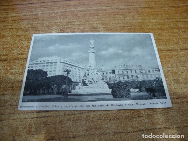 Postais: POSTAL NUEVA REPUBLICA ARGENTINA BUENOS AIRES MONUMENTO A CRISTOBAL COLON PARCIAL MINISTERIO HACIEND