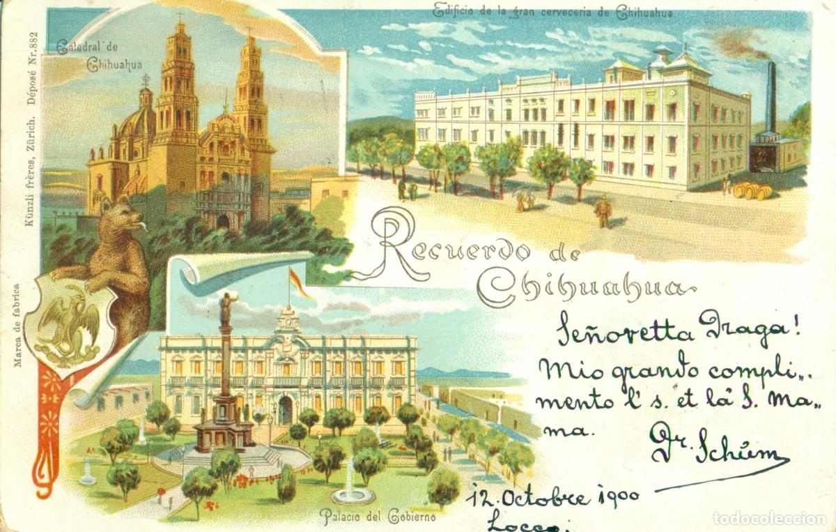 Cartoline: M&Eacute;XICO. RECUERDO DE CHIHUAHUA. CIRCULADA EN 1900. MUY RARA.