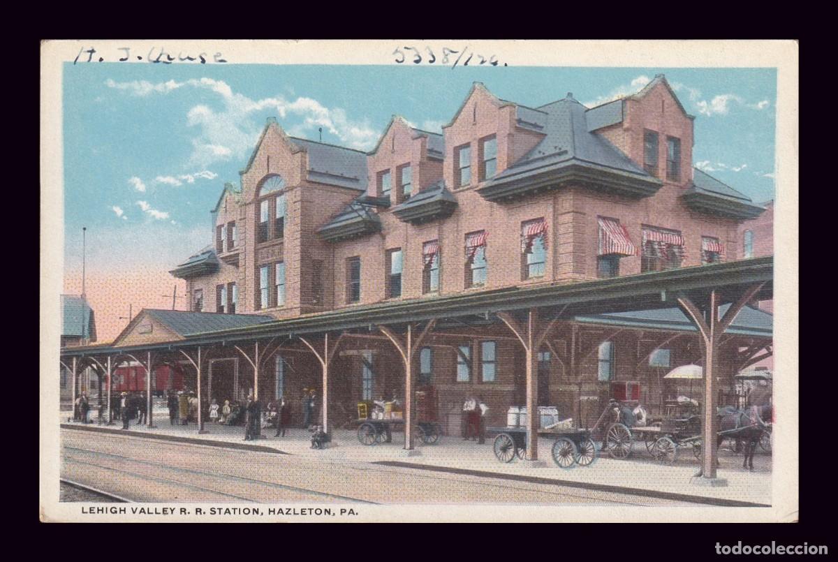 Postales: Antigua Postal Lehigh Valley R. R. Station Hazleton Pensilvania