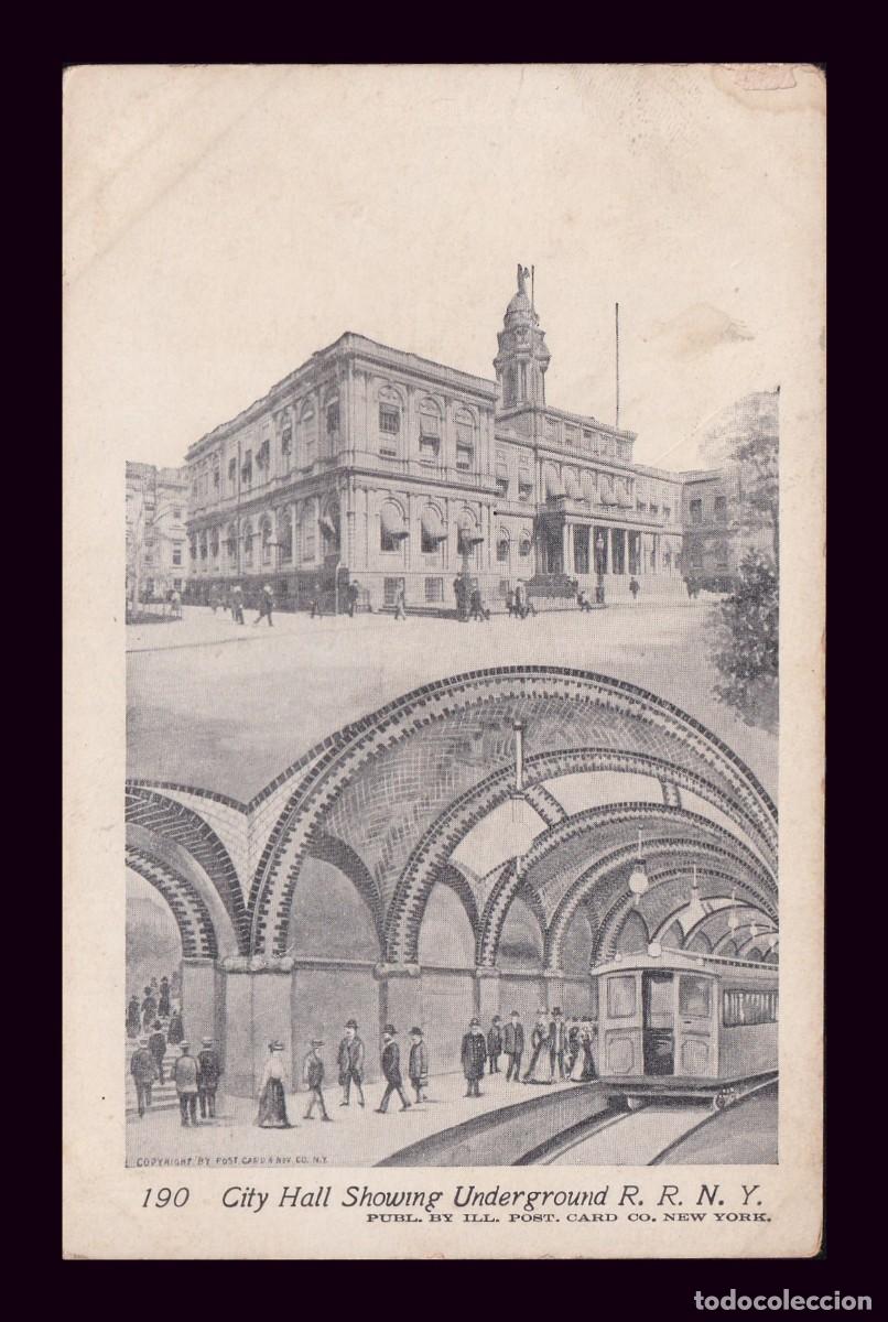 Postcards: Antigua Postal New York City Hall Showing Underground