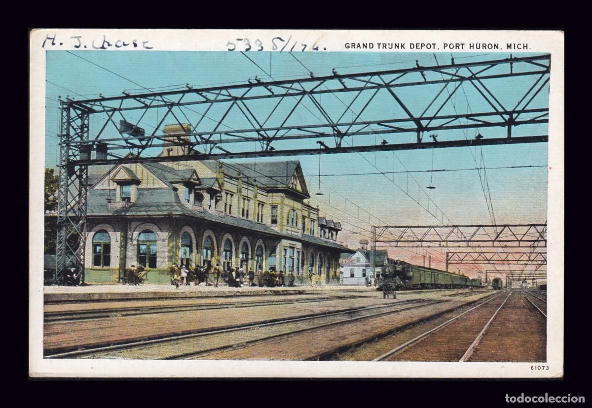 Postcards: Antigua Postal Porth Huron Michigan Grand Trunk Depot