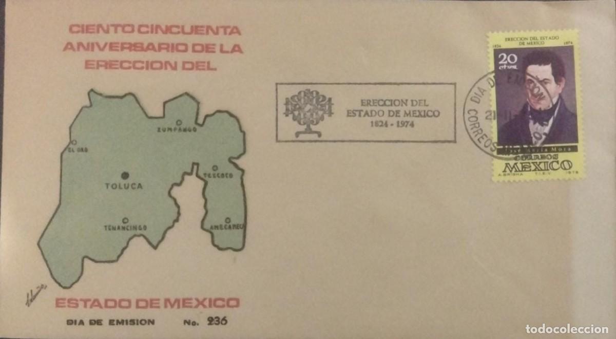 Postkarten: BD)1824, MEXICO, 150 ANNIVERSARY OF THE ESTABLISHMENT OF THE STATE OF MEXICO, JOS&Eacute; MAR&Iacute;A MORA, FIRST