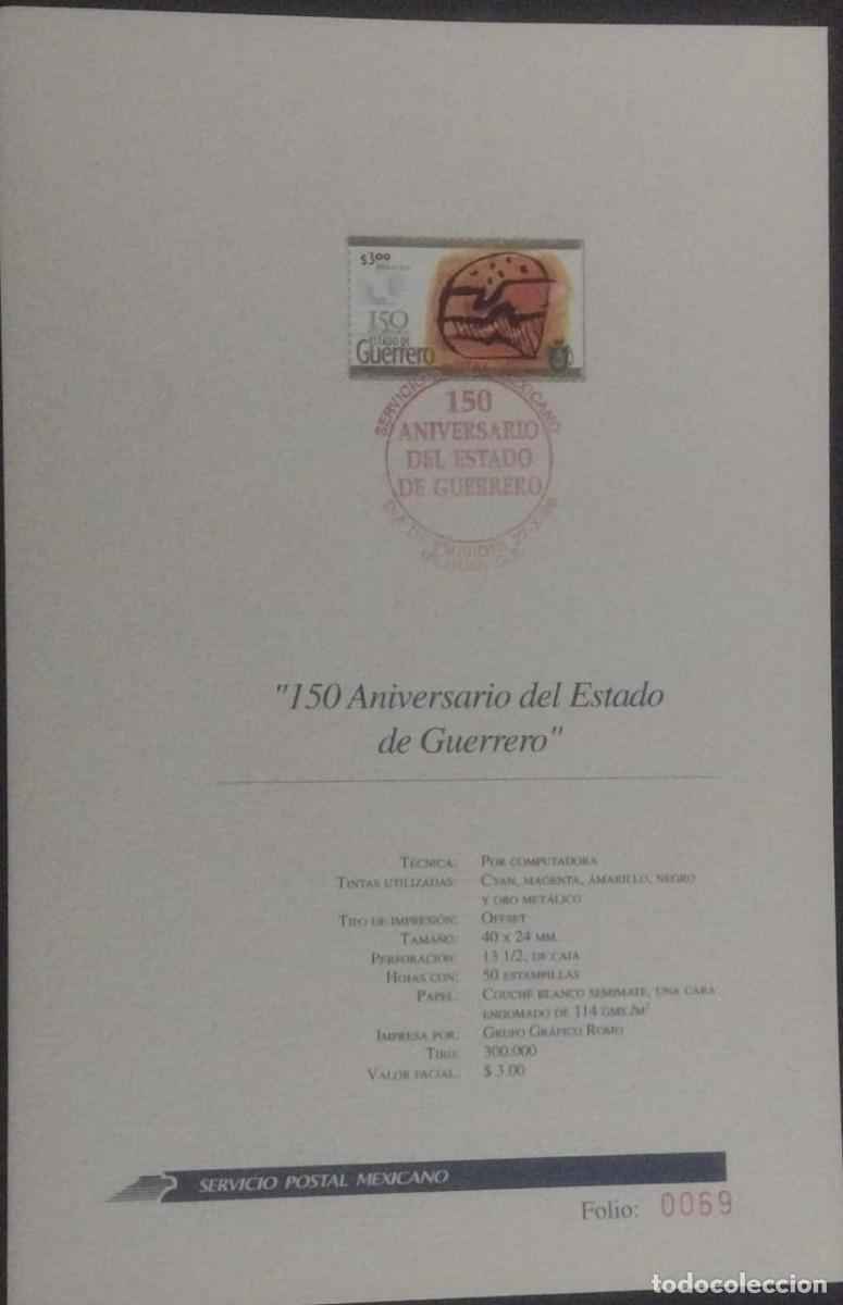 Postkarten: BD)MEXICO, 150 ANNIVERSARY OF THE STATE OF GUERRERO, FDB