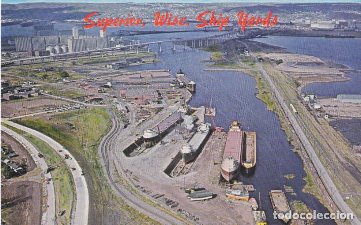 Postkarten: E.U.A. WISCONSIN, AERIAL VIEW OF SUPERIOR WISCONSIN DRY DOCKS &ndash; GALLAGHERSE S56302 &ndash; S/C - (9X14)