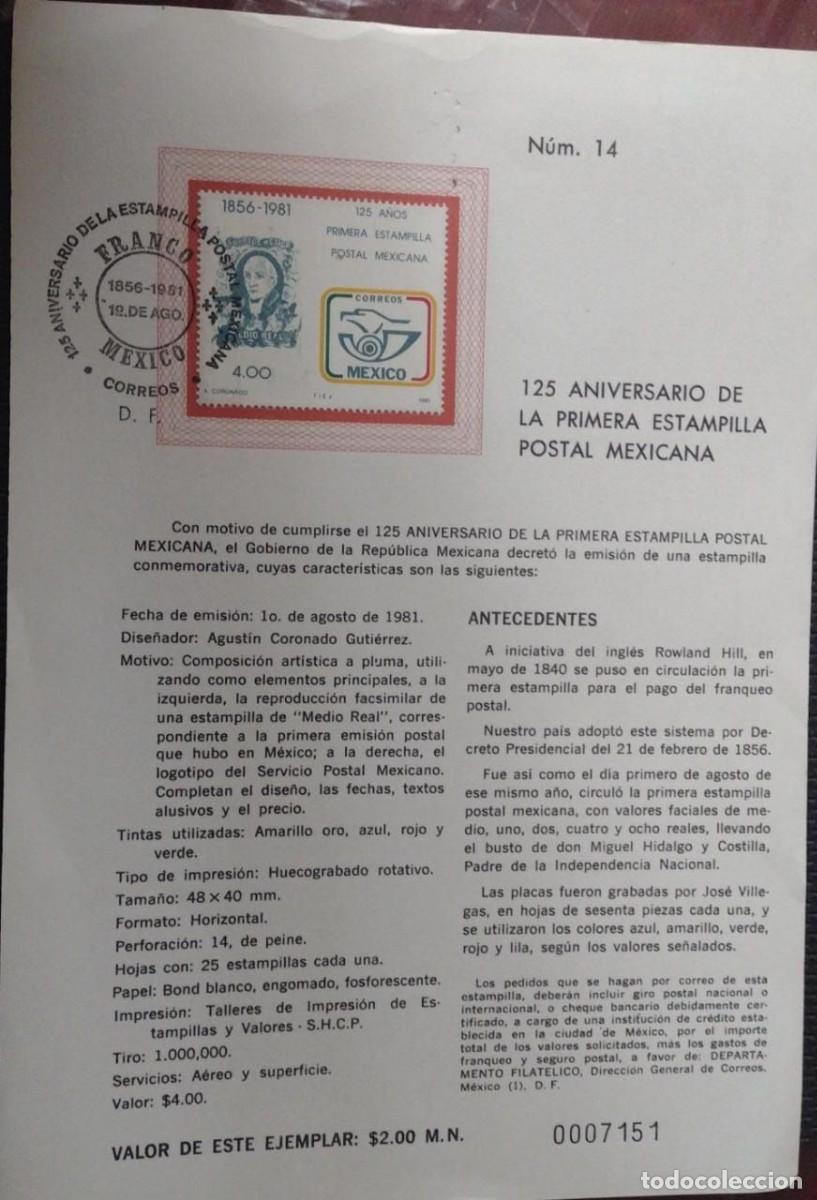 Postcards: BD) 1981, MEXICO, 125TH ANNIVERSARY OF THE FIRST MEXICAN POSTAL STAMP, FIRST DAY OF ISSUE, FDB