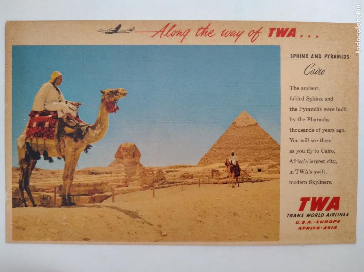 Postkarten: ANTIGUA POSTAL PUBLICIDAD AEROLINEAS TWA EGIPTO RV 1271