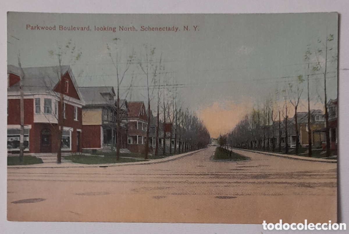 Postais: Postal de EE.UU. Parkwood Boulevard, Looking North, Schenectady. N. Y. no circulada