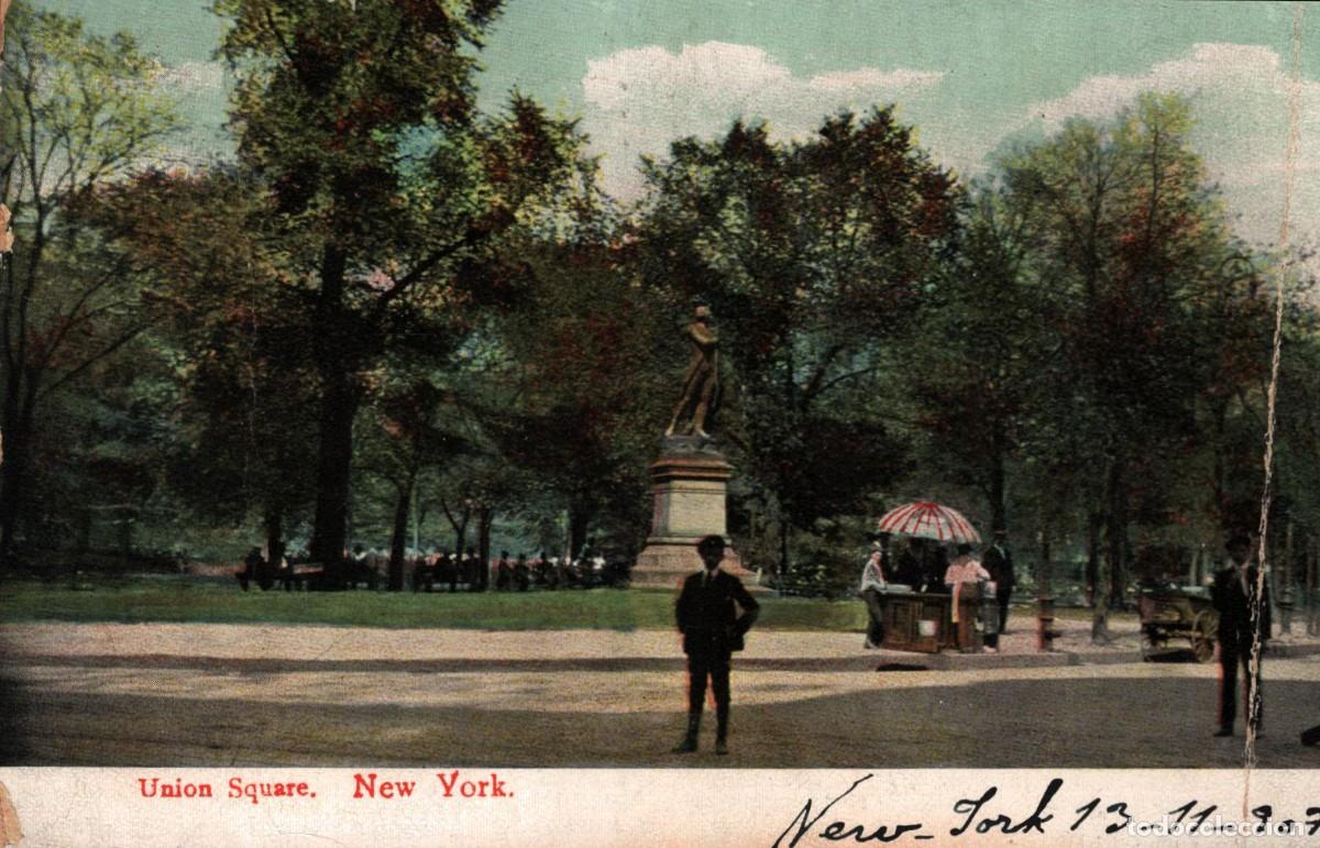 Postais: union square new york 1907 circulada