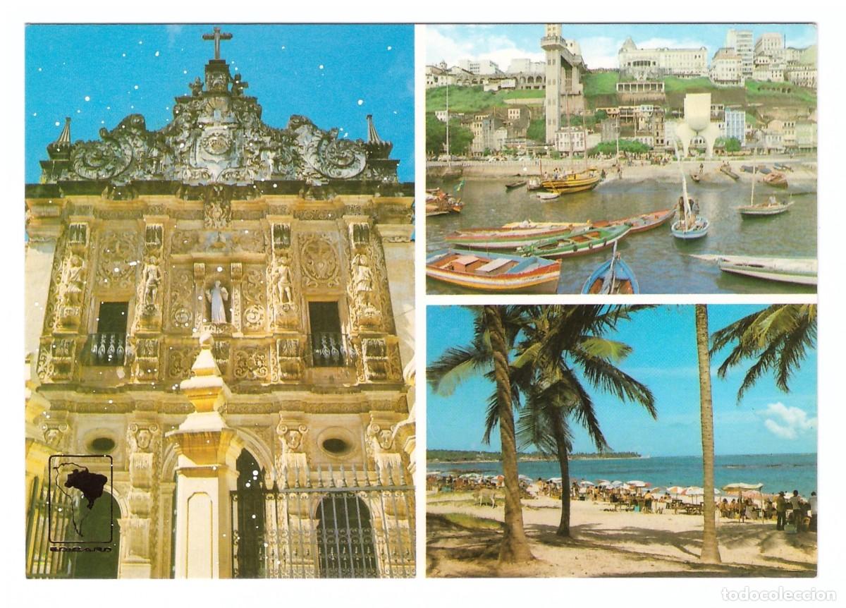 Postais: BRASIL / SALVADOR - BA / FACHADA DA ORDEM TERCEIRA DE S&Atilde;O FRANCISCO - CA&Iacute;S DO MERCADO MODELO - PRAIA