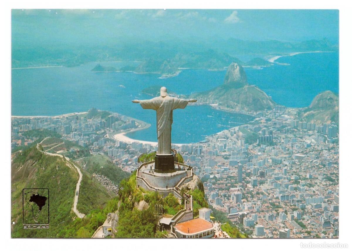 Postais: BRASIL / RIO DE JANEIRO - RJ / VISTA A&Eacute;REA - CRISTO REDENTOR (PARQUE NACIONAL DA TIJUCA)