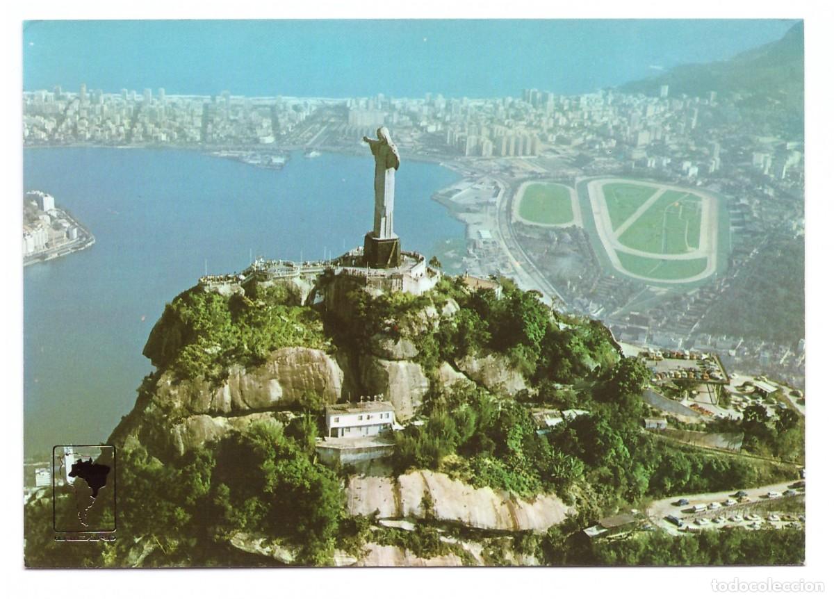 Cartoline: BRASIL / R&Iacute;O DE JANEIRO - RJ / VISTA A&Eacute;REA DO CRISTO REDENTOR (PARQUE NACIONAL DA TIJUCA)
