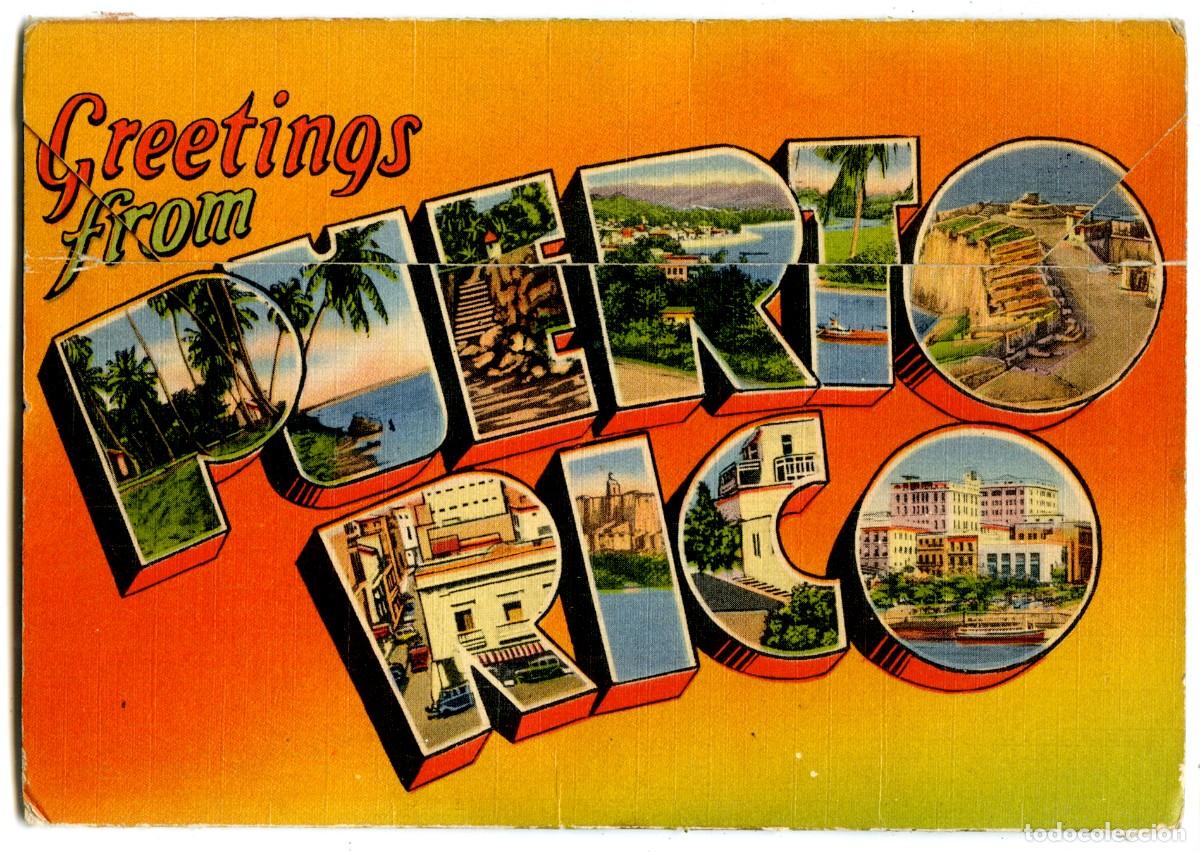 Postais: MUY ANTIGUA CARPETA DESPLEGABLE CON 9 VISTAS DE PUERTO RICO - IMPRESAS DOS CARAS.