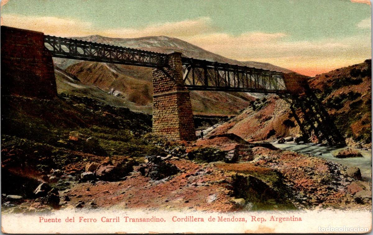 Cartoline: Argentina - Cordillera de Mendoza -Puente del Ferro Carril Transandino-Ed. Rosauer n&ordm; 308 - 138x88mm