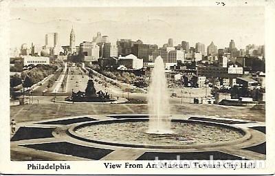 Postcards: Estados Unidos & Marcofilia, Filadelfia; Vista desde el Museo de Arte, Antibe Francia 1934 (170)
