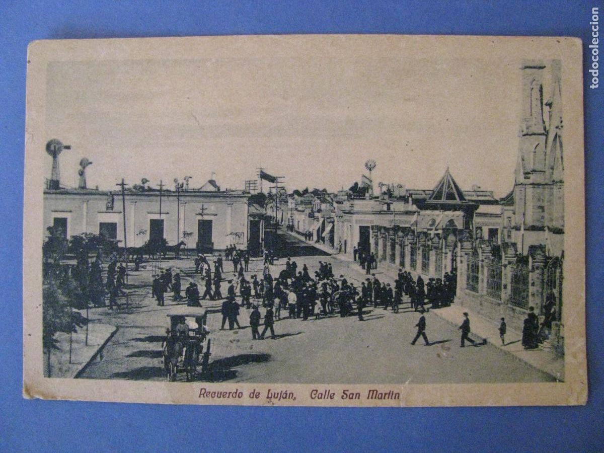 Postcards: ANTUGUA POSTAL DE ARGENTINA. RECUERDO DE LUJAN, CALLE SAN MARTIN. ED. DEL BAZAR EL GLOBO, LUJAN.