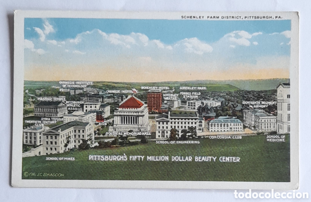 Postkarten: SCHENLEY FARM DISTRICT, PITTSBURGH,PA. (PITTSBURGH'S FIFTY MILLION DOLLAR BEAUTY CENTER) 1916. No c